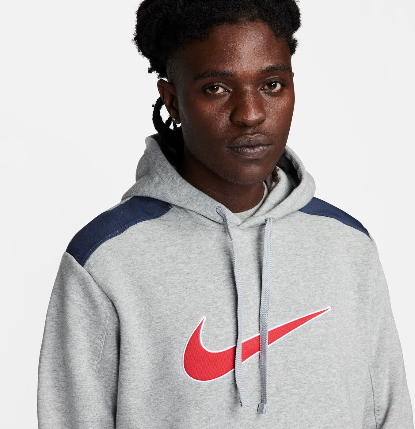 NIKE M NSW SP FLC HOODIE BB DK GREY HEATHER/THUNDER BLUE – Bild 4