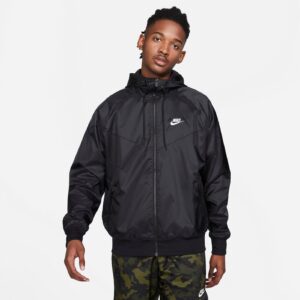 NIKE M NK WVN LND WR HD JKT BLACK/WHITE/WHITE