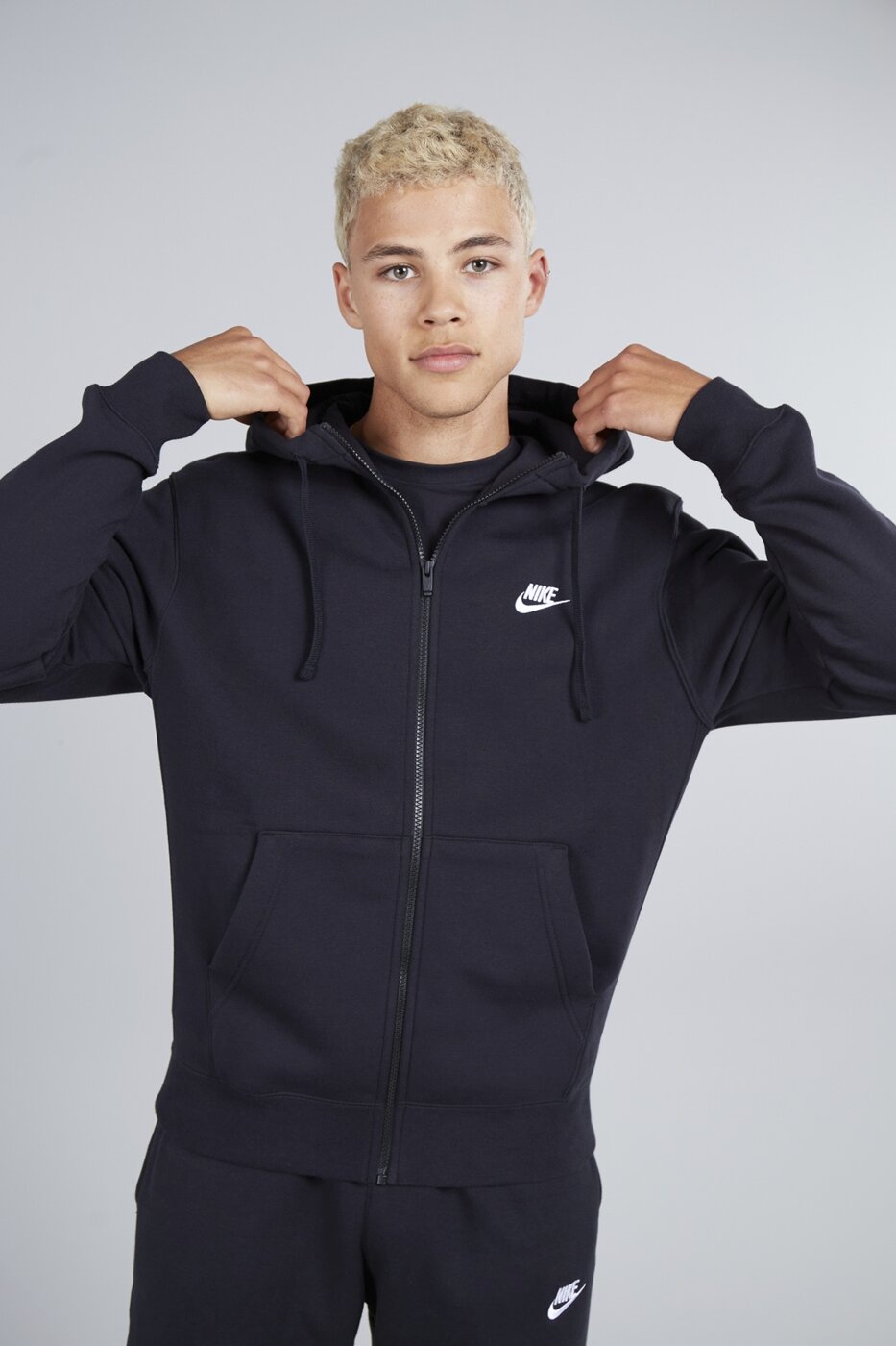 NIKE M NSW CLUB HOODIE FZ BB BLACK/WHITE/WHITE – Bild 9