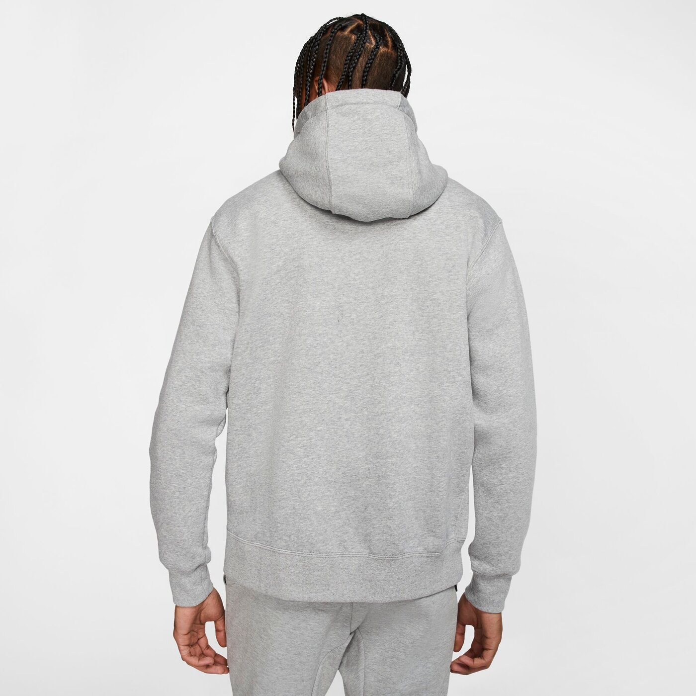 NIKE M NSW CLUB HOODIE FZ BB DK GREY HEATHER/MATTE SILVER/W – Bild 4
