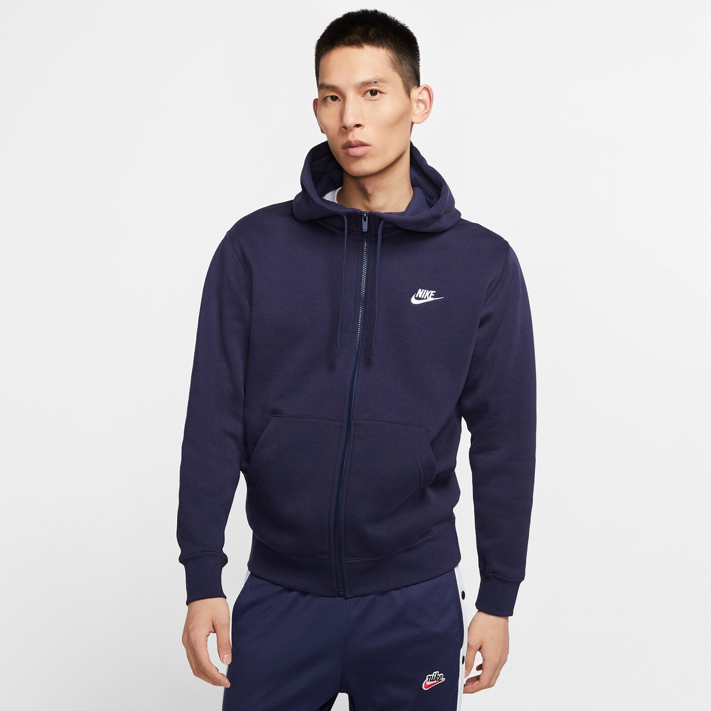 NIKE M NSW CLUB HOODIE FZ BB MIDNIGHT NAVY/METALLIC SILVER – Bild 4