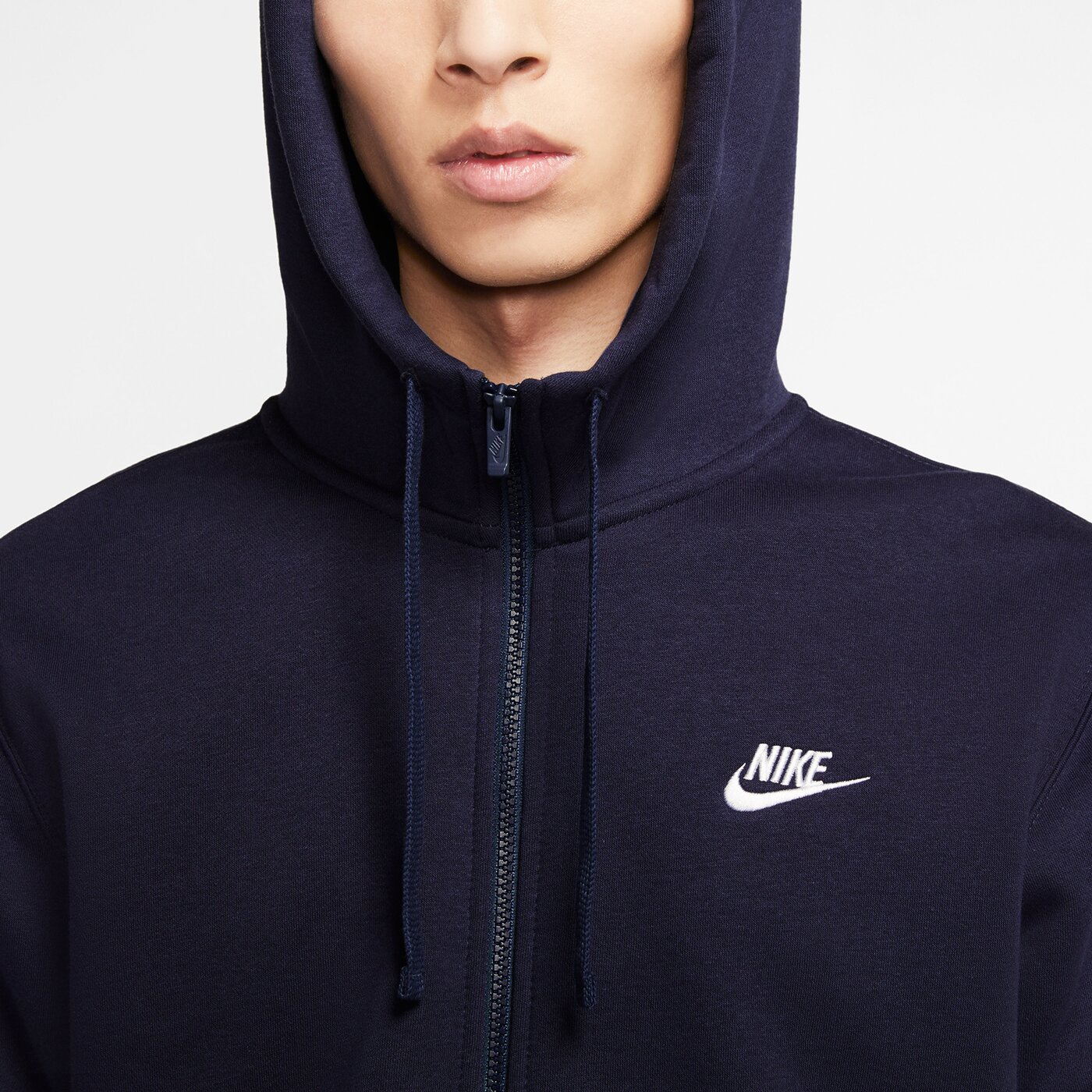 NIKE M NSW CLUB HOODIE FZ BB MIDNIGHT NAVY/METALLIC SILVER – Bild 6