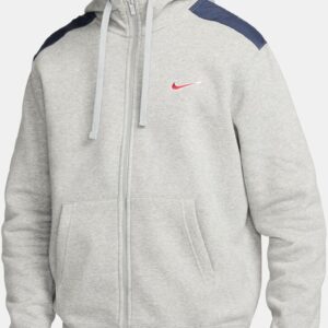 NIKE M NSW SP FLC FZ HOODIE BB DK GREY HEATHER/MATTE SILVER/W