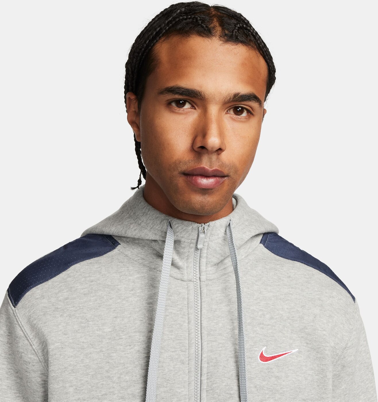 NIKE M NSW SP FLC FZ HOODIE BB DK GREY HEATHER/MATTE SILVER/W – Bild 4
