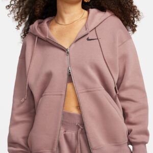 NIKE W NSW PHNX FLC FZ OS HOODIE SMOKEY MAUVE/BLACK