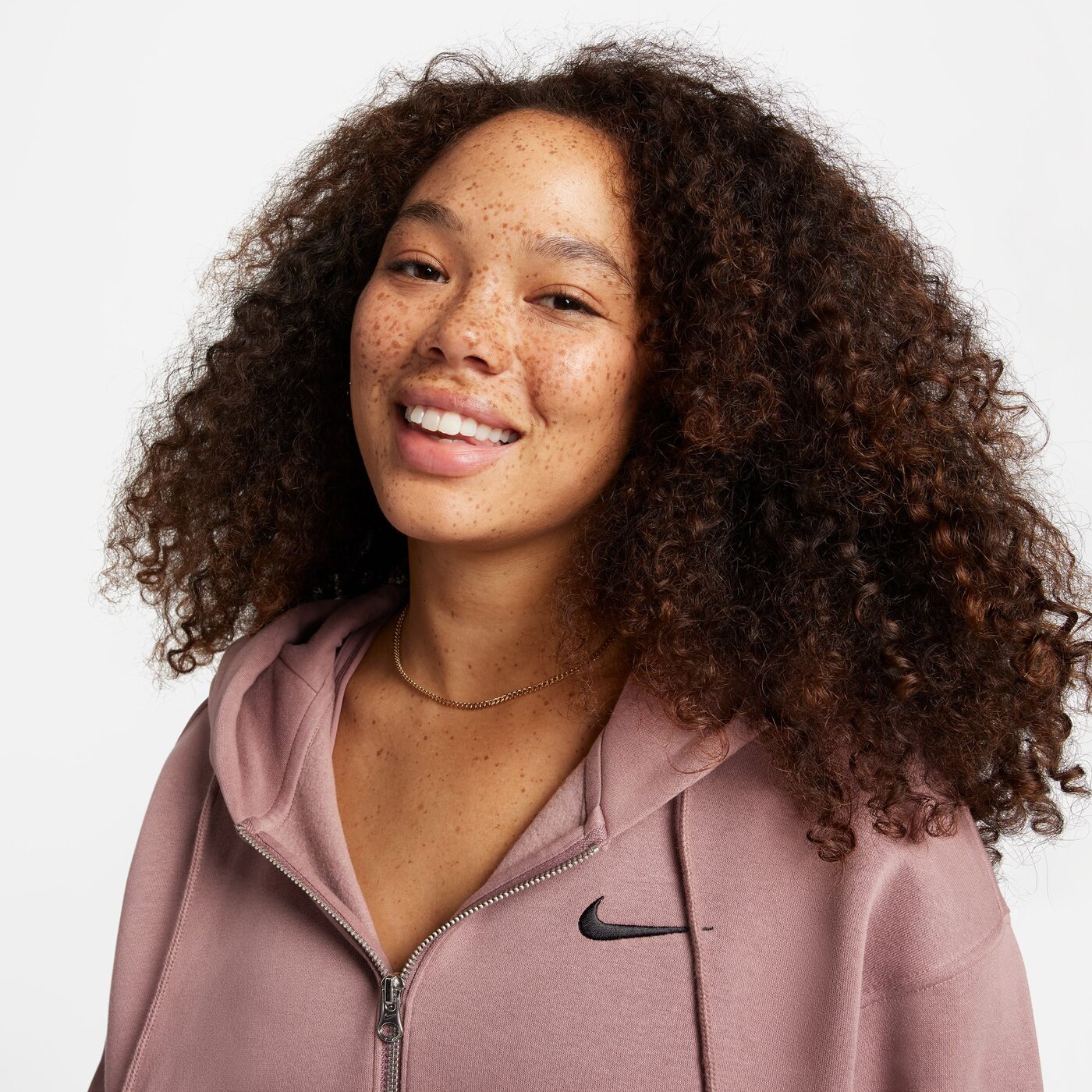 NIKE W NSW PHNX FLC FZ OS HOODIE SMOKEY MAUVE/BLACK – Bild 5