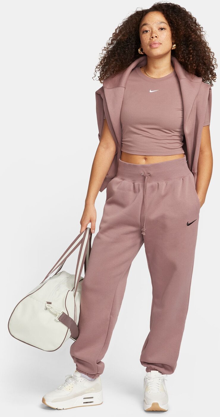 NIKE W NSW PHNX FLC HR OS PANT SMOKEY MAUVE/BLACK – Bild 3