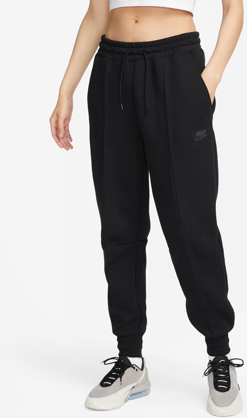 NIKE W NSW TCH FLC MR JGGR BLACK/WHITE/WHITE