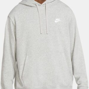 NIKE M NSW CLUB HOODIE PO FT DK GREY HEATHER/MATTE SILVER/W