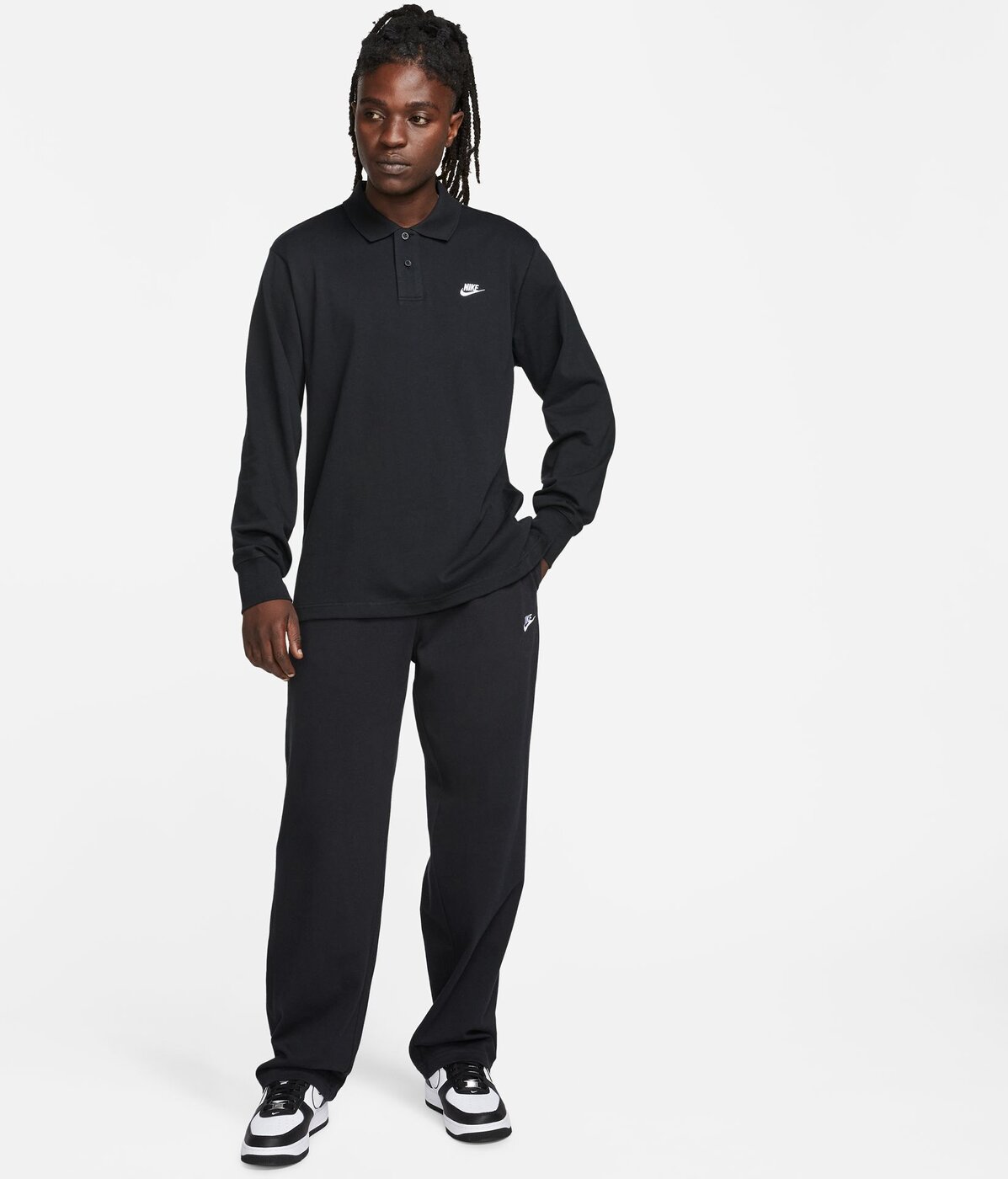 NIKE M NK CLUB KNIT OH PANT BLACK/WHITE/WHITE – Bild 3